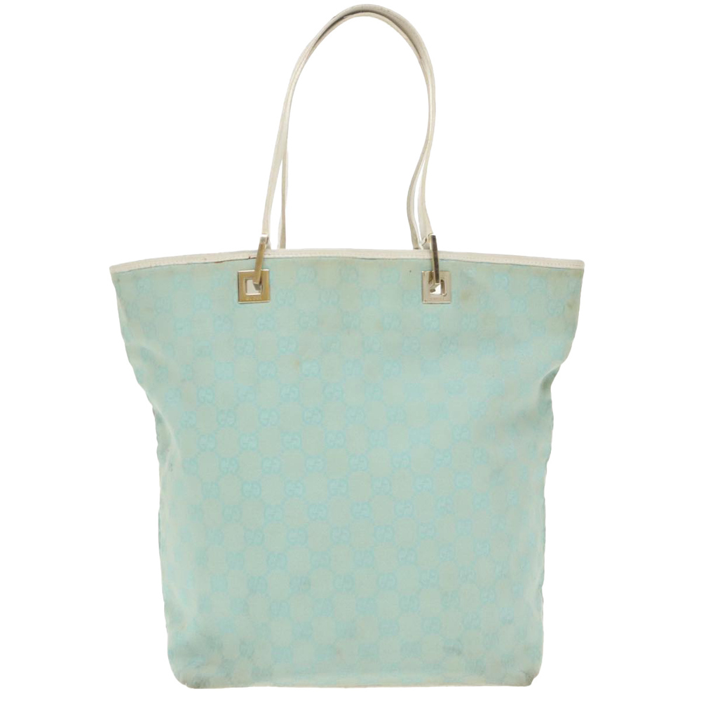 GUCCI GG Canvas Tote Bag Light Blue Gold 002 1098 Auth 99662 - Picture 3 of 16